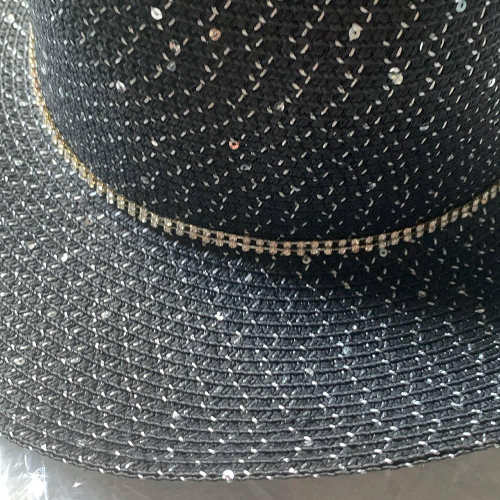 David and Young Collection sequin/stone black Cowboy strawhat - Picture 6 of 13